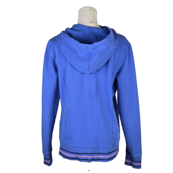 The North Face Blue Full Zip Hoodie L Pink Drawstring Stripe Trim Womens - Picture 6 of 9